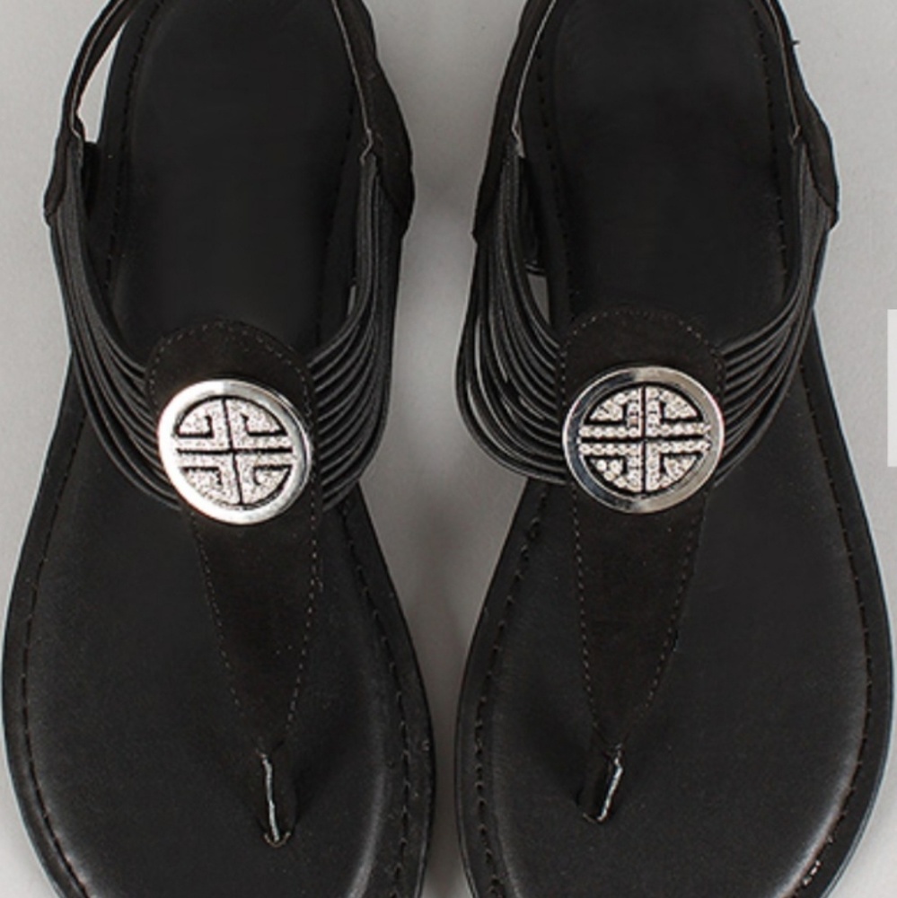 Bamboo Medallion Strappy Flat Sandal Size 7
